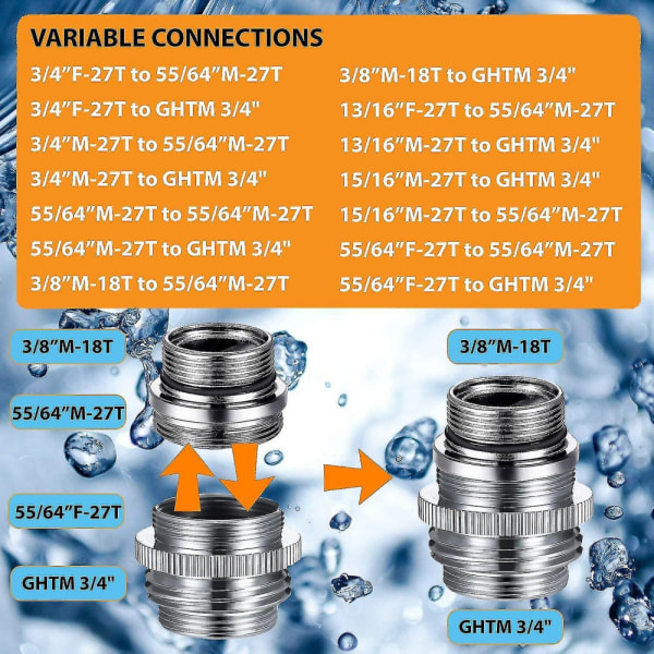 Väggmonterad slangrulle kranadapter kit-diskhoavledare adapter - slangadapter