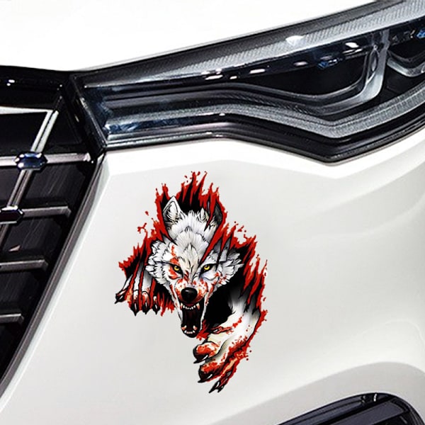 Klistremerker for biler 3D Stereo Wolf Head Body Decoration Sticker Scratch Bl