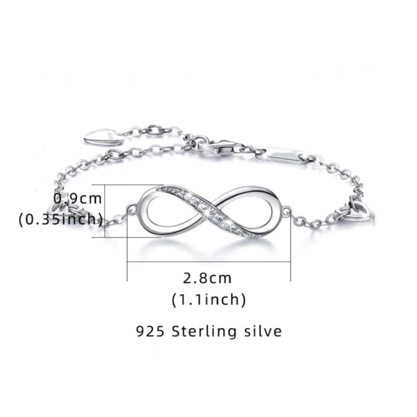 Dames 925 Sterling Sølv Infinity Ankelkæde Armbånd Uendelig Kærlighed Symbol