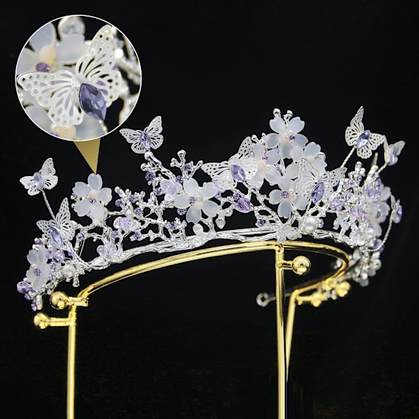 Morsiamen tiara perhosen koristekivi kruunu vintage kukka hääkruunu naisille