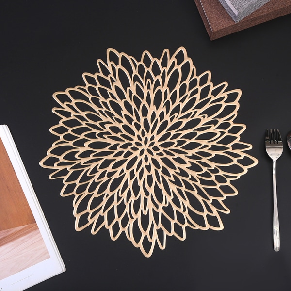 5-pack pressade vinylmetalliska placemats/bröllopsaccent mittpunkt