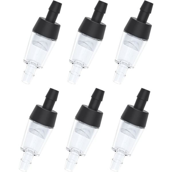 6 st Aquarium envägs backventiler Aquarium luftpump tillbehör, svart
