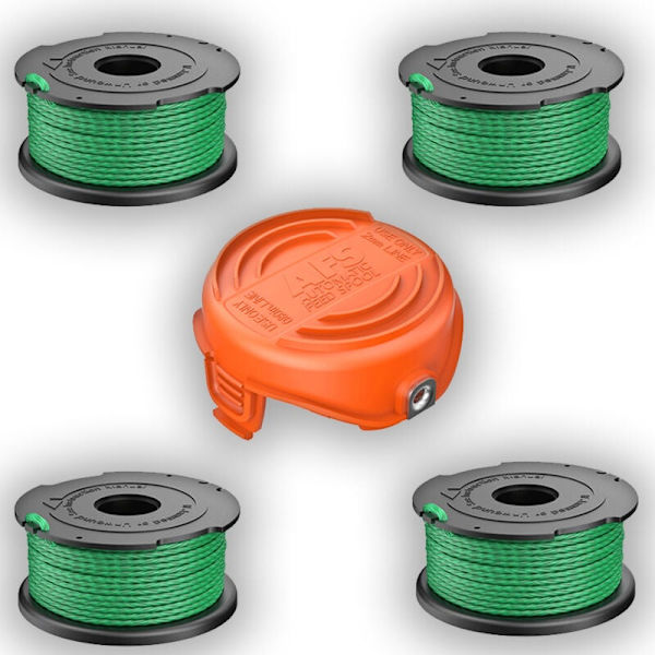 4 vihreän linjakelan sarja Black & Decker GL7033 GL8033 GL9035 A6482 ruohonleikkuriin (4 linjakelaa + 1 kelan kansi)