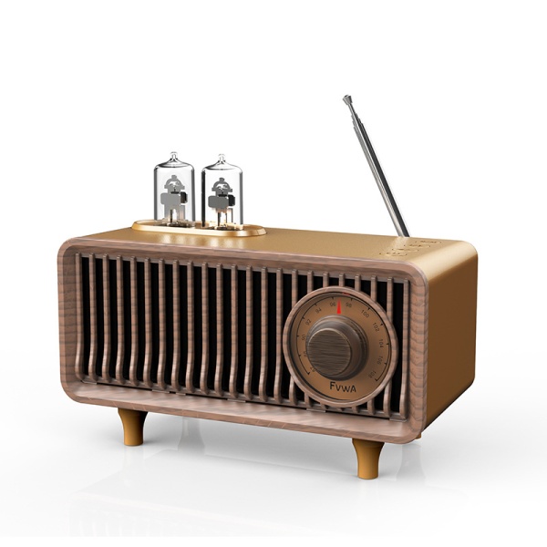 Classic Retro Radio med Bluetooth högtare, Vintage Wood Bordsradio m