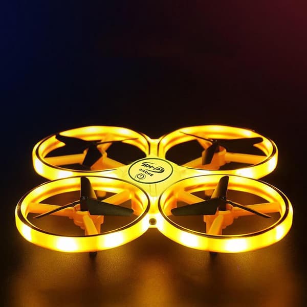 3 moduser gestkontroll Hover Pro-drone med LED-lys, 360° flips gestkontroll smart hindring unngåelse (gul)