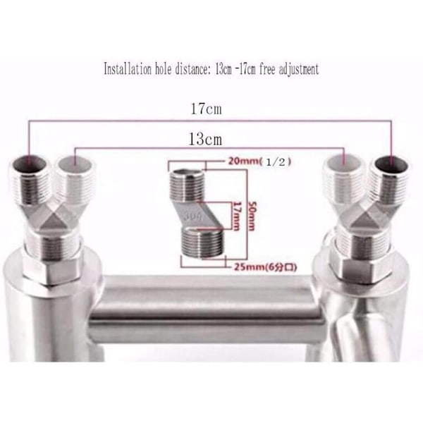 6 stk. Heavy Duty Metall Gardinstang, Dobbel Gardinstang Brakett, Aluminium Gardinstang Brakett, Svart Gardinstang Brakett