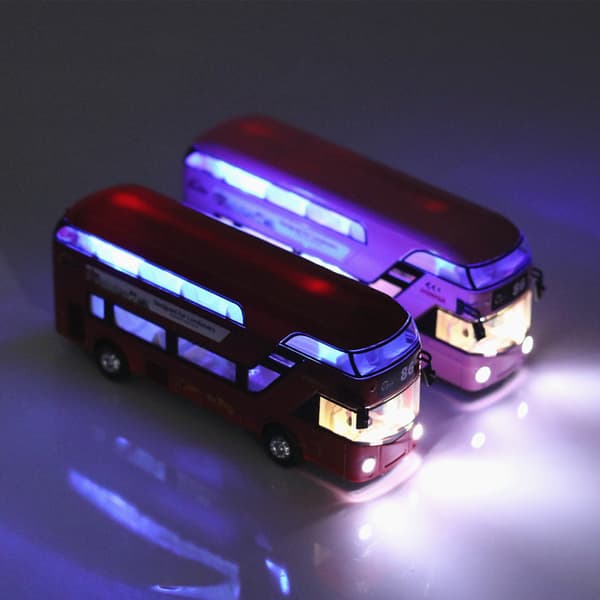 Kid Metal Diecast Bilar Leksaker Pull Back 1:43 Dubbeldäckare London Buss Till