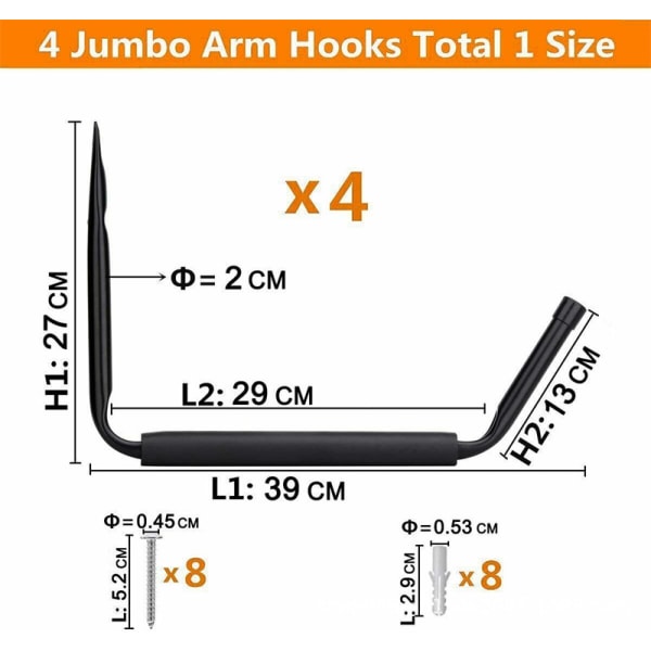 Kajakk Oppbevaringsstativ, Tunge Garasjekroker, Veggmontering Eller Dokkhengende Kroker 4stk