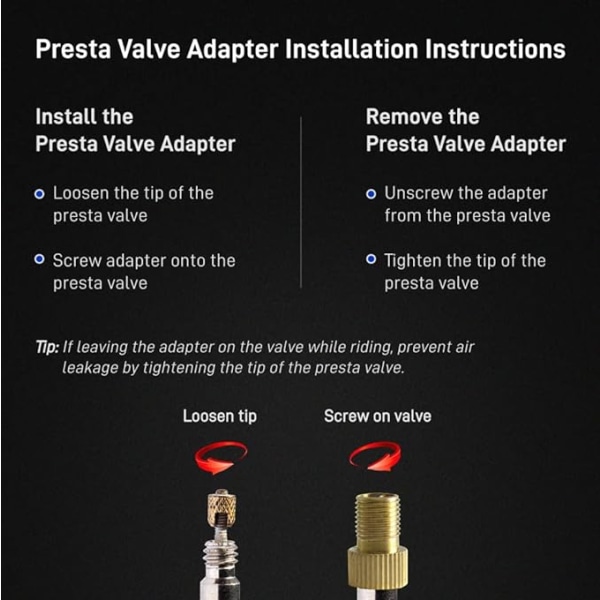 Messing Presta-ventil-adapter - Konverterer Presta-ventil til Schrader-ventil - Oppblåsing