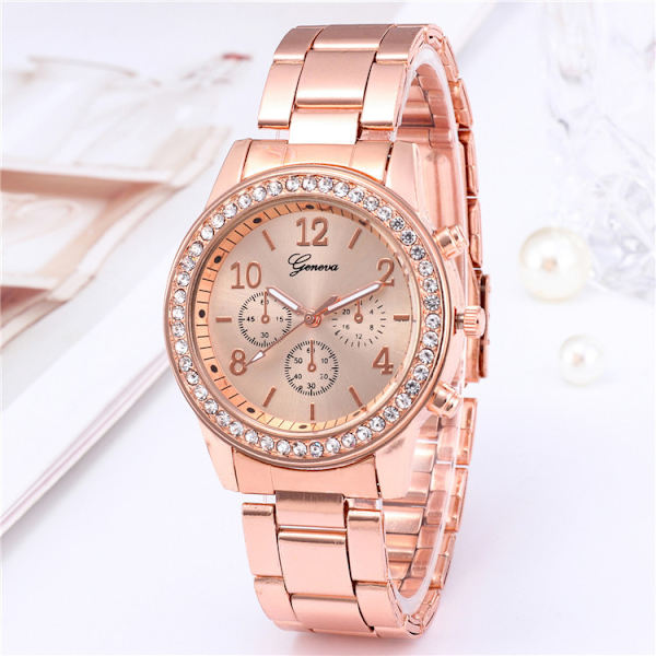Armbandsur för damer i roséguld/diamant