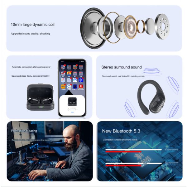 Intelligent noise-canceling on-ear wireless headphones, irresistible Bluetooth headphones, ultra-clear cinematic quality, black