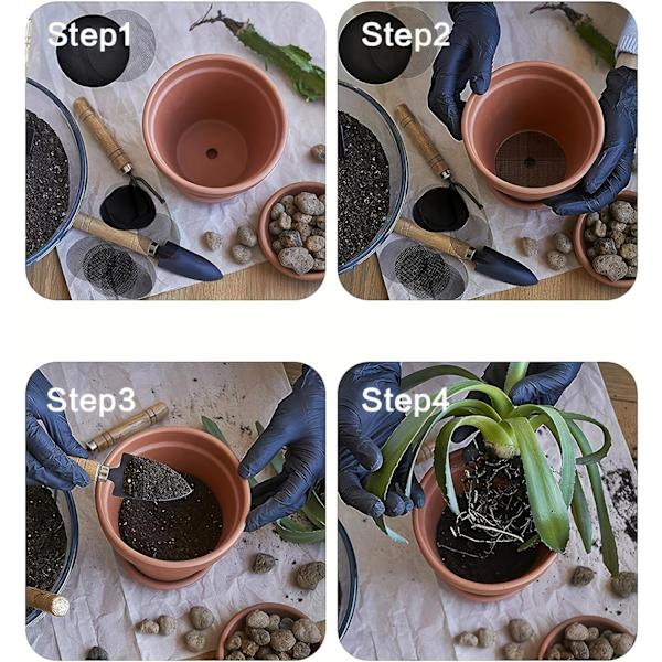 100 stycken Bonsai Dräneringsnät, Matta kompatibla Runda Blomkrukor, Plastnät kompatibelt Bonsai Klippning, Blomkruka eller Planteringskärl.