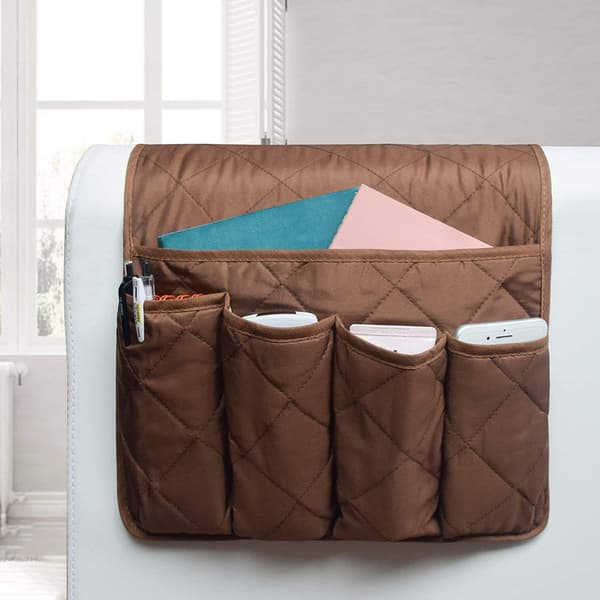 5 poser sofa oppbevaring armlene oppbevaring hengende sengpose brun