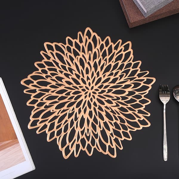 5-pack pressade vinylmetalliska placemats/bröllopsaccent mittpunkt