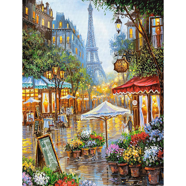 Diamantmålningskit - 30x40 cm Rund Full Borr Blomsterbutik de Paris Diamantkonstkit för Vuxna