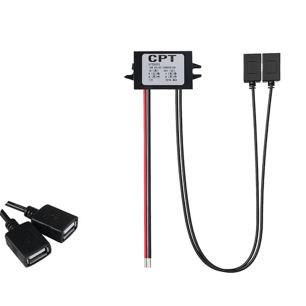 12V til 5V 3A Dobbel USB Strømomformer Buck Modul Billader DC-DC Nedtrappingsmodul