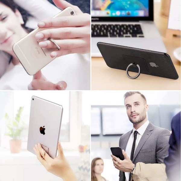 Mobiltelefon Ringhållare Stativ Transparent Fingergrepp 360 Graders Rotation (2 X Silver & 2 X Roséguld)