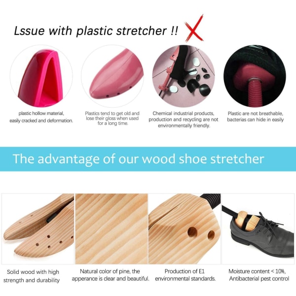 1pair Way Shoe Trees Wooden Shoe Stretcher,Adjustable Large Size for M