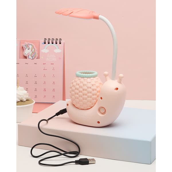Multifunksjonell USB-ladeskrivebordslampe med pennholder - Rosa 10*5*28cm