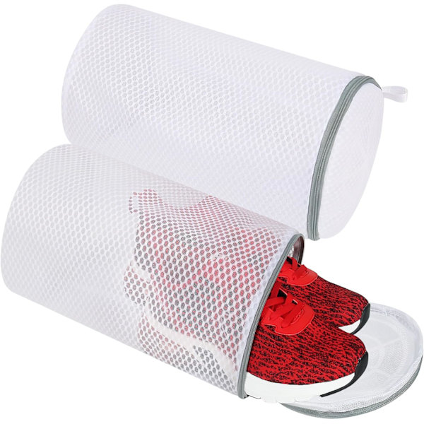 Vaskepose for sko, 2-pakning Honeycomb Mesh Vaskepose med glidelås for joggesko, løpesko, sokker, BH-er, finvask og leker
