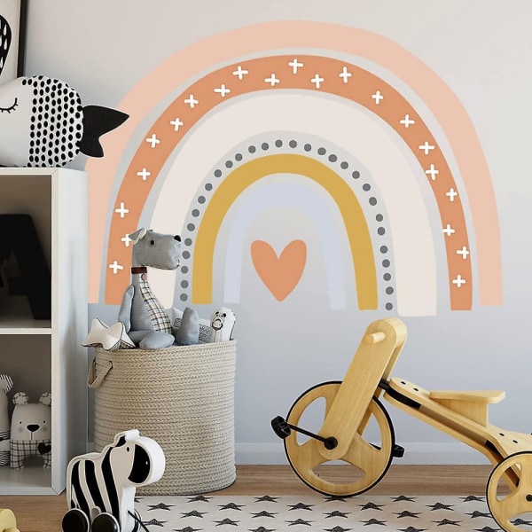Store regnbue vægklistermærker, Boho regnbue vægdekoration til piger børneværelse C