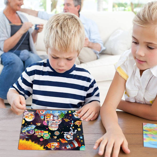 Trä barns järnbox plan pussel, universum pussel, pedagogisk
