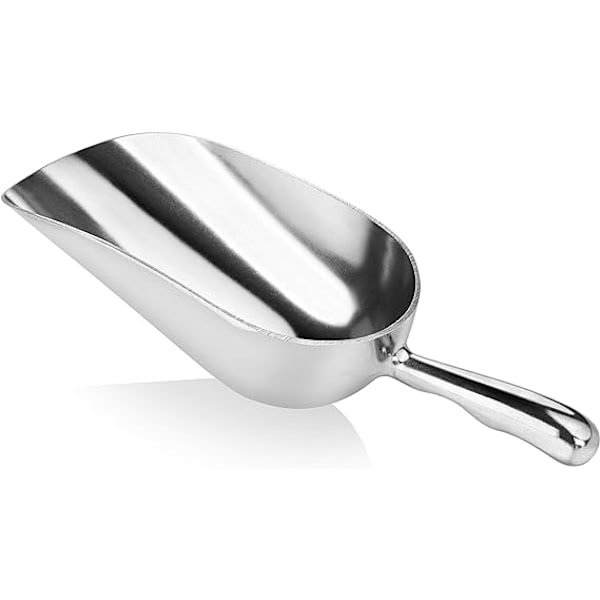 Støbt aluminium rund bund bar issukker mel utility scoop, sølv 10\"