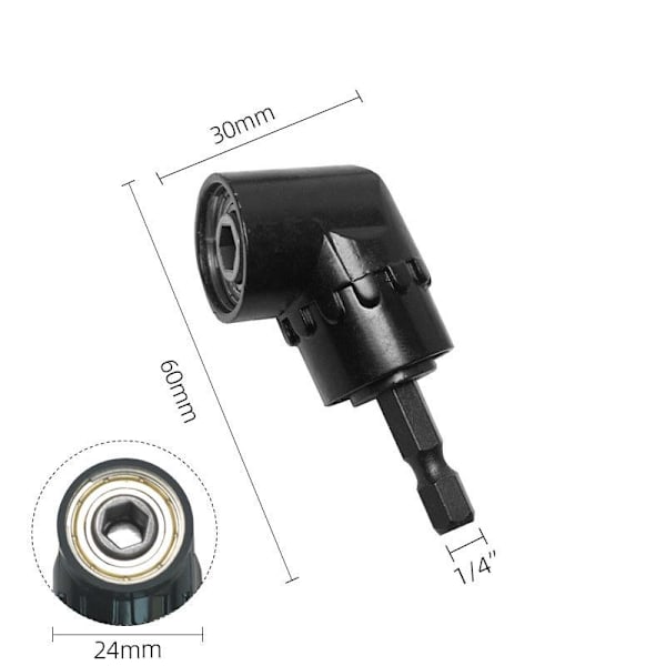 Skruvmejseladapterhållare 105°, Rätvinklig Borr, Vinkelskruvmejsel, Multifunktionell Vinkelbitshållare med 1/4\" Magnetisk Bitshållare, Bitadapter för