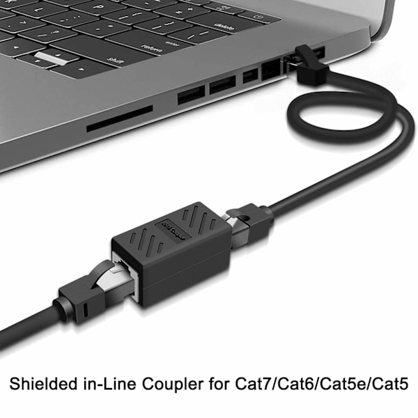 RJ45-kobling, netværkskobling, Ethernet-stik, afskærmet inline-kobling til Cat7/Cat6/Cat5e/Cat5 Ethernet-kabelforlængelsesstik - hun