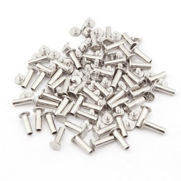 30 sett Chicago bindeskruer, bindeskruer 5 mm x 15 mm, sølvfarget