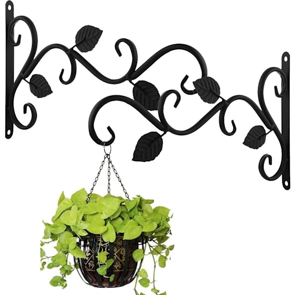 Hanging Basket Brackets, Iron Wall Hanging Hooks, Metal Outdoor Hanging Brackets with Screws, Garden Decoration for Plants Lanterns Wind Chimes (2 Pi