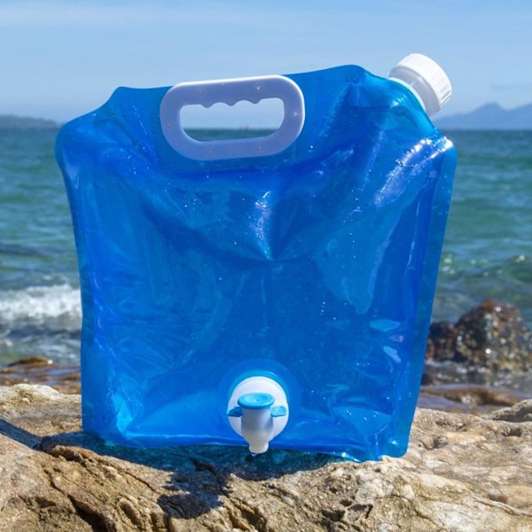 2 st Hopfällbar Vattenbehållare med Kran, Hopfällbar Vattenkub för Utomhusvandring Camping Ridning