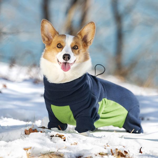 Fleece hundekåbe, vinterhundekåbe med ben, varm termojakke, hundetrøje med mavebeskyttelse