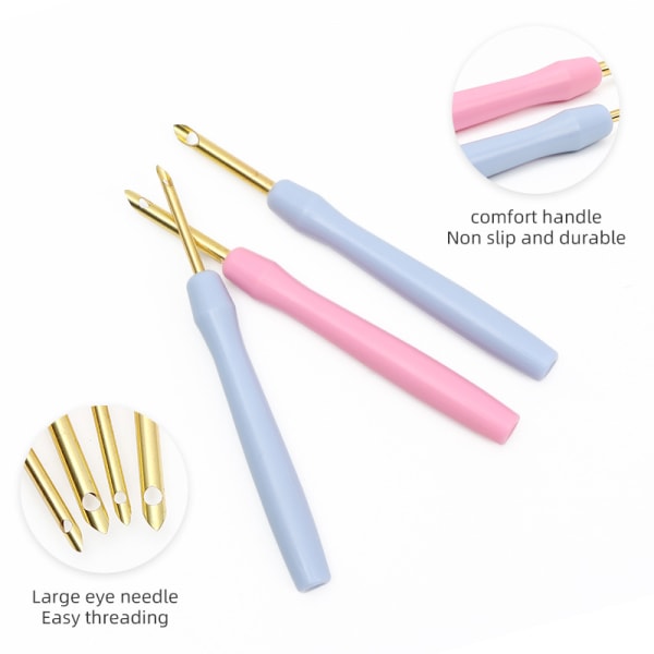 4 st Stickning Punch Nål Stickning Matta Garn Nål Broderi Pen Fe