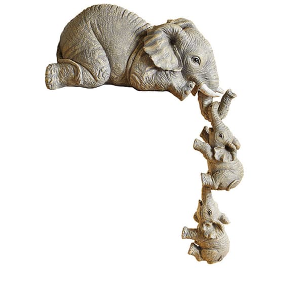 Elefantstaty, Elefant samlarobjekt skulptur set om 3 harts elefant