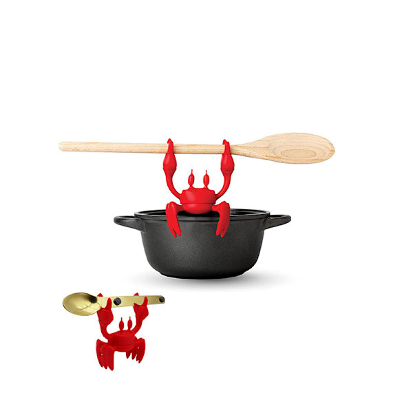 Röd silikonredskapsstöd - Köksgåvor, Silikonskedstöd för spis - Värmebeständig köks- och grillredskapshållare  10*7.5*4CM
