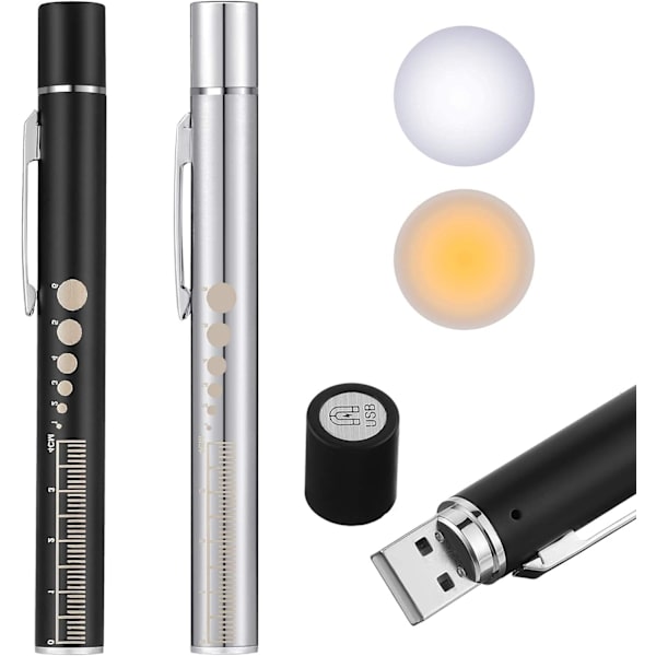 Pen Light, Gjenbrukbar LED Penlight for Studenter Leger Sykepleiere med 2 Li