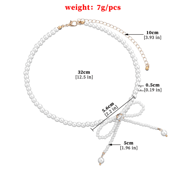 Halsband Imitation Pearl Choker Halsband Söt Fjäril Rosett Pärla