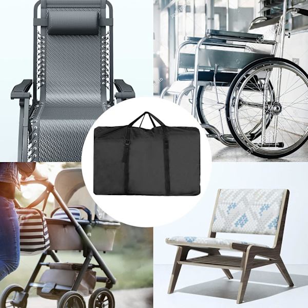 420D Polyester Stoff Stor Oppbevaringsveske for Utendørs Stol, Svart, 42 x 9 x 28 tommer, for Null Gravitasjon, Lenestol, Camping, Strand