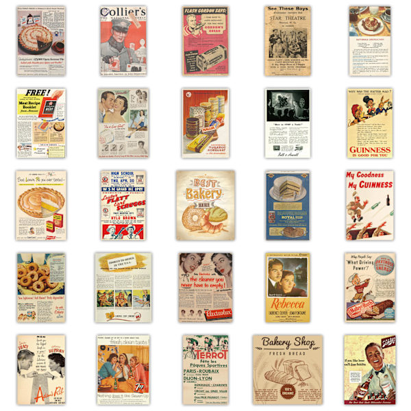50 kappaletta eurooppalaisia ja amerikkalaisia retrojulisteita, scrapbooking-paperi s