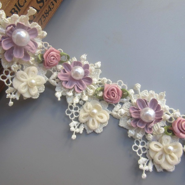 1 meter pärlblomma pärlor spets kant trim band 6 cm bredd aprikos trim
