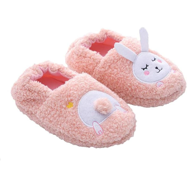 Pojkarna Plysch Hundtofflor US 9-10 M=6.9 tum/17.5 cm，rosa
