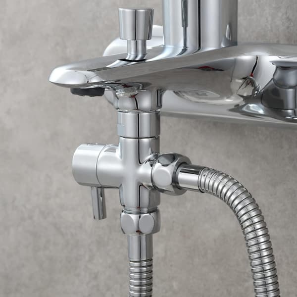 Solid messing 3-vejs brusearmatur, universal fitting kompatibel med håndholdte brusehoveder, krom