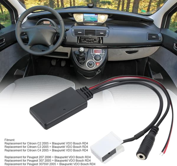 AUX Adapter, Bluetooth 5.0 Bil Audio AUX Adapter Kabel Modul til C2 C4 C5 C6 C8 til 207 307 407 607 807