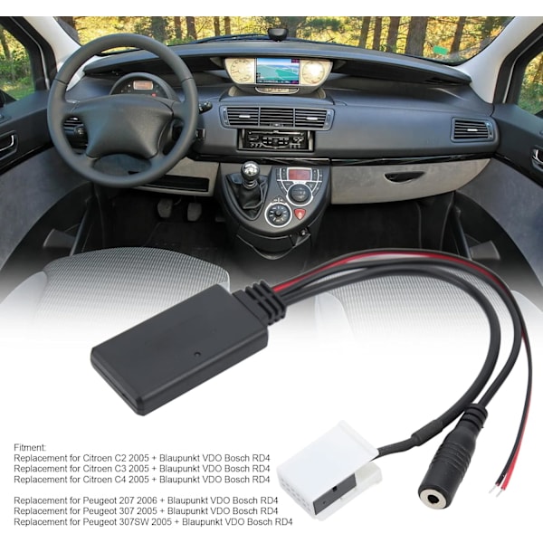 AUX-adapter, Bluetooth 5.0 Bil Ljud AUX-adapter Kabelmodul för C2 C4 C5 C6 C8 för 207 307 407 607 807