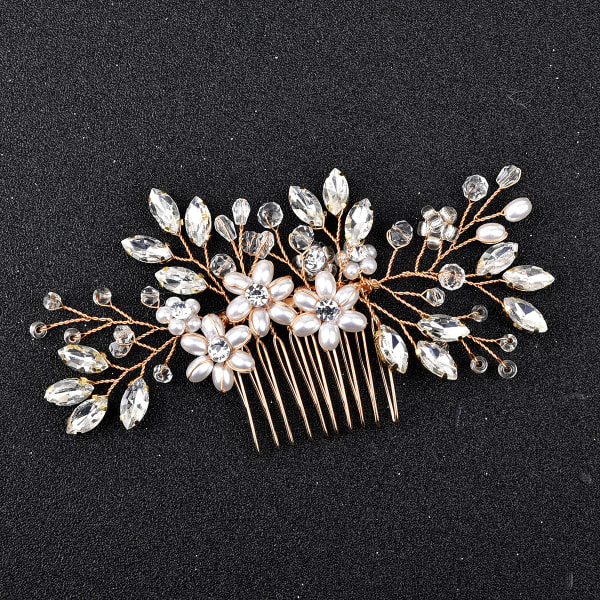 Rhinestone hår smykker perle krystal tiara brude hårnåle bryllup ha