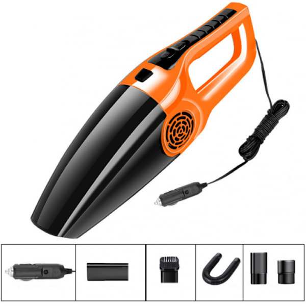 12V 4500Pa Kannettava Auton Pölynimuri Märkä ja Kuiva Kaksikäyttöinen Lemmikkieläinten Karvojen Pölynimuri Kotiin ja Auton Siivoukseen (Oranssi)