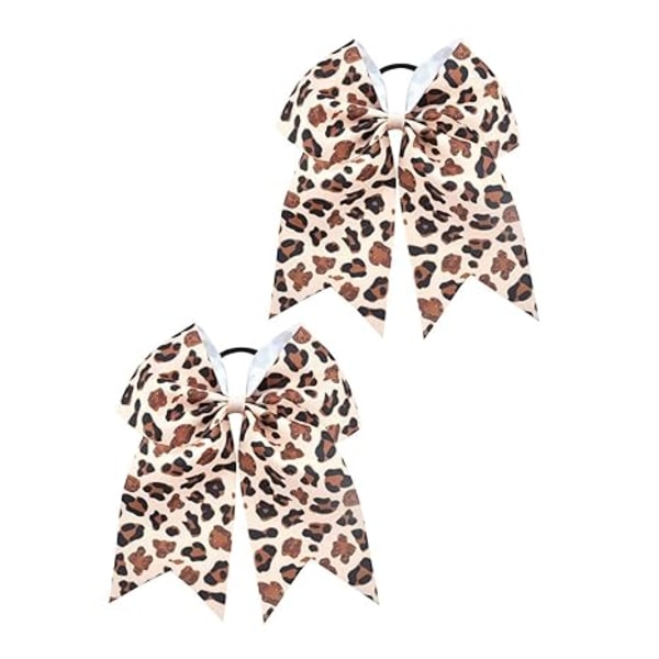 Leopard Cheer Bow For Girls Cheetah Hästsvanshållare Bowknot Leopard Bo