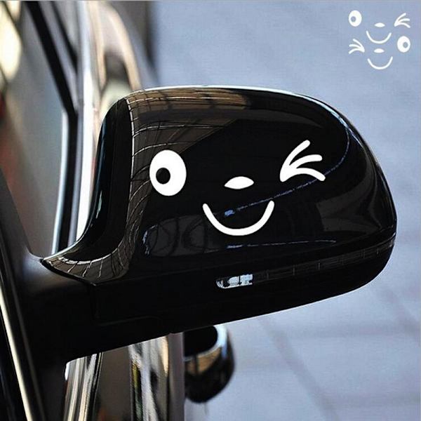 Bilspegeldekaler, blinkande smiley, roliga, söta och glada