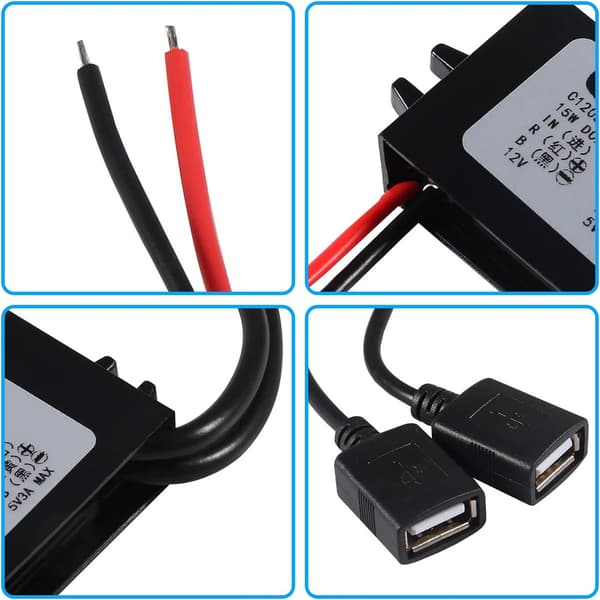 12V til 5V 3A Dobbel USB Strømomformer Buck Modul Billader DC-DC Nedtrappingsmodul